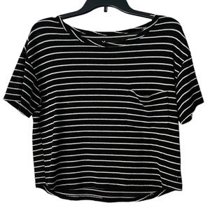 black and white stripped crop shirt